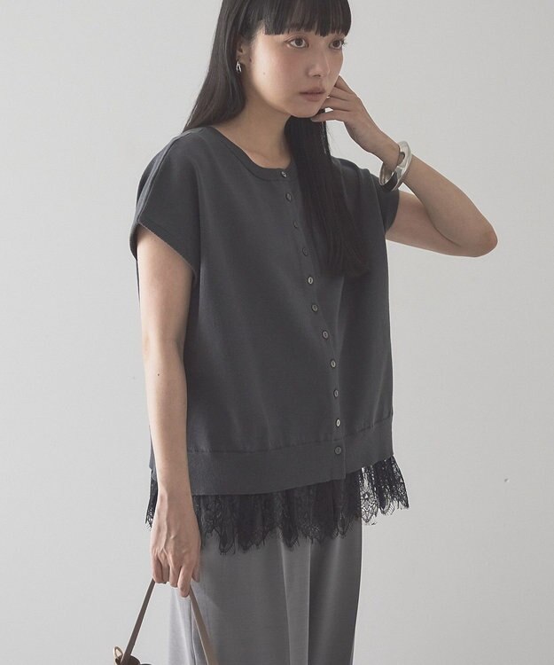 AMERICAN HOLIC 【前後2WAY】裾レースベスト Charcoal Gray