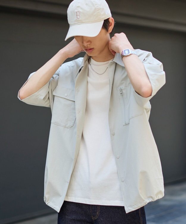 WEGO 【ユニセックス着用ITEM/MLサイズ展開/機能シャツ】リップストップシャツ（SS） グレー