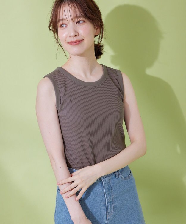 ANY L ベーシックタンクトップ チャコール