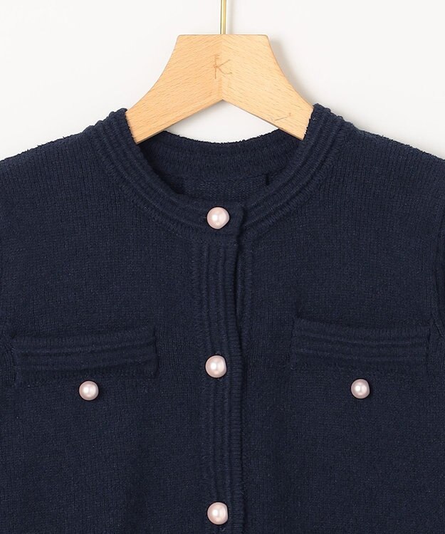 組曲 ミニブークレーツイードニットジャケット ネイビー系