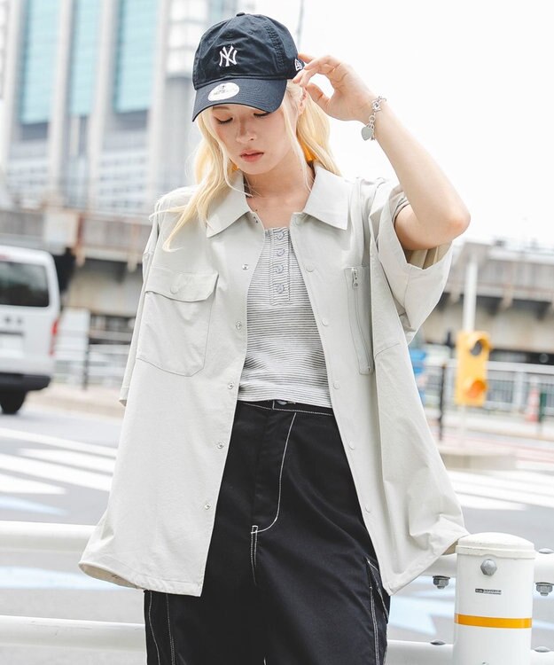 WEGO 【ユニセックス着用ITEM/MLサイズ展開/機能シャツ】リップストップシャツ（SS） グレー