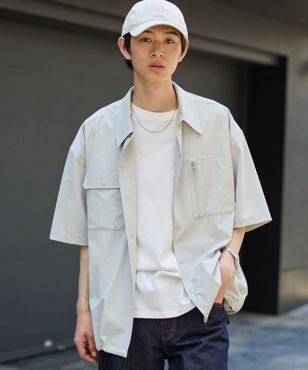 WEGO 【ユニセックス着用ITEM/MLサイズ展開/機能シャツ】リップストップシャツ（SS） グレー