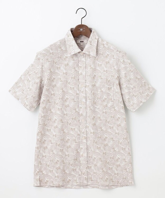 JOSEPH ABBOUD 【リネン素材/清涼感/吸水速乾】リネンハニカムプリント 半袖 シャツ ホワイト系6