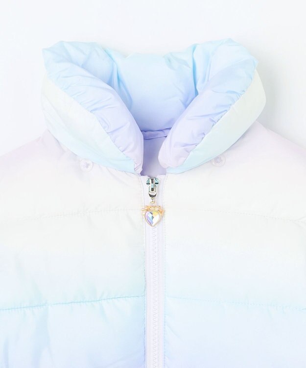 ANY KIDS 【フード取り外し/洗濯機可能】中綿フリル リボンコート レインボー