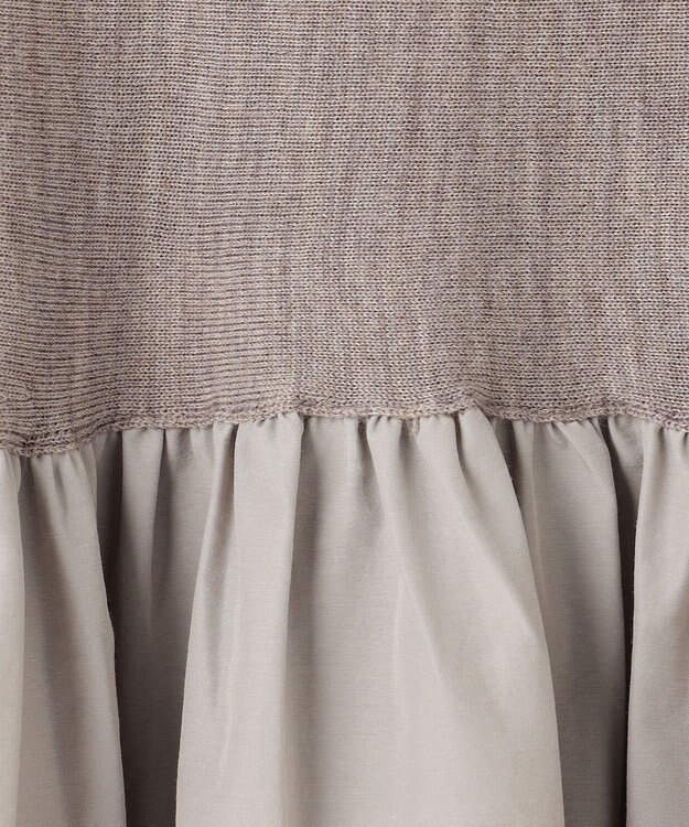 23区 L 【洗える】ギャザープルオーバー コンビ ニット ベージュ系