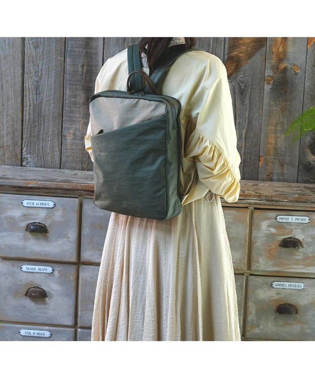 Regalo Felice 【雨の日でも安心 / 撥水生地＆止水ファスナー】リュック / REGALO KA(カーキ×ベージュ)