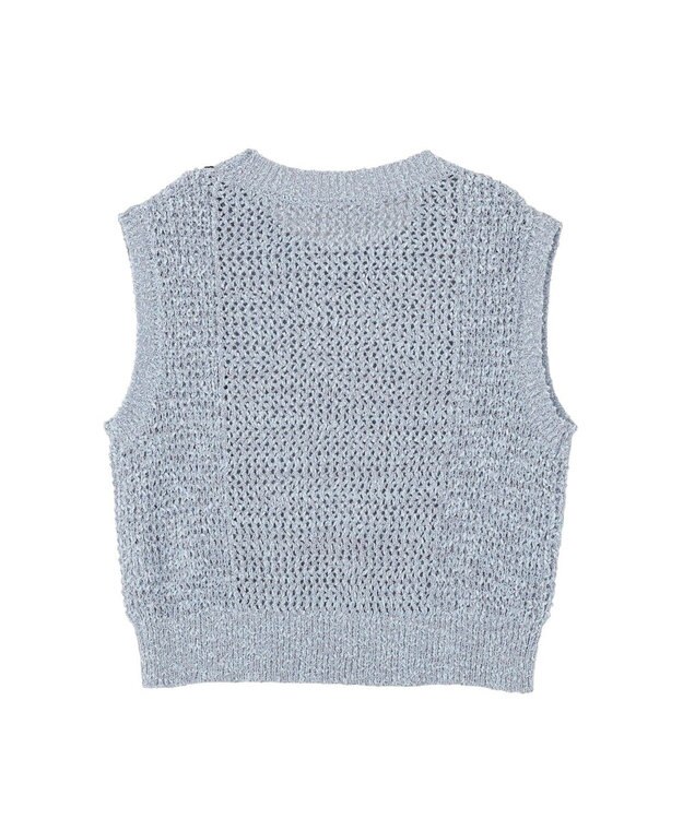 earth music&ecology 配色ラインＭＩＸニットベスト Blue