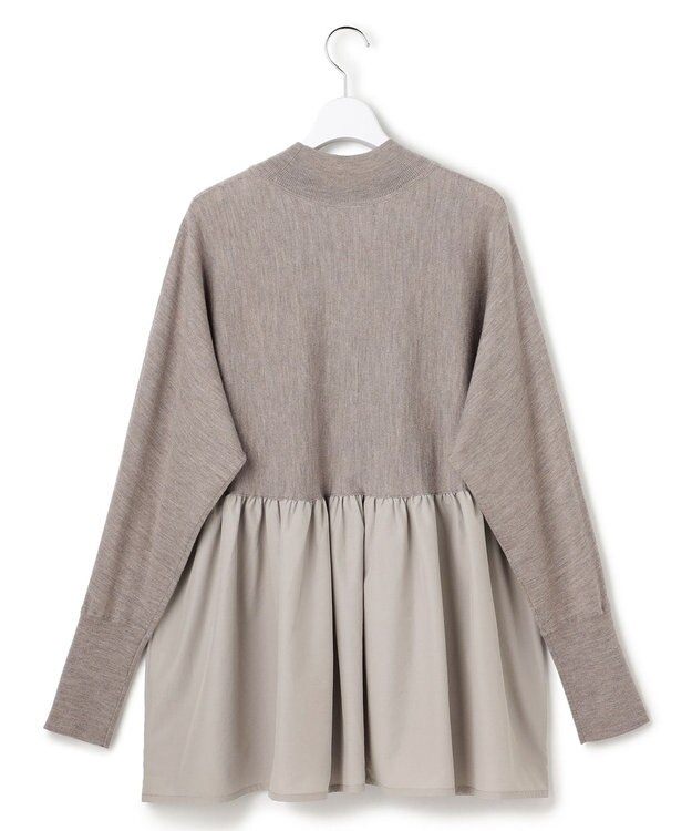 23区 L 【洗える】ギャザープルオーバー コンビ ニット ベージュ系