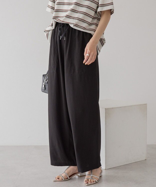 AMERICAN HOLIC 接触冷感ベイカーリラックスパンツ Black