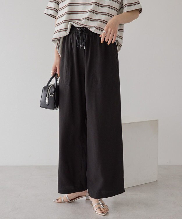 AMERICAN HOLIC 接触冷感ベイカーリラックスパンツ Black