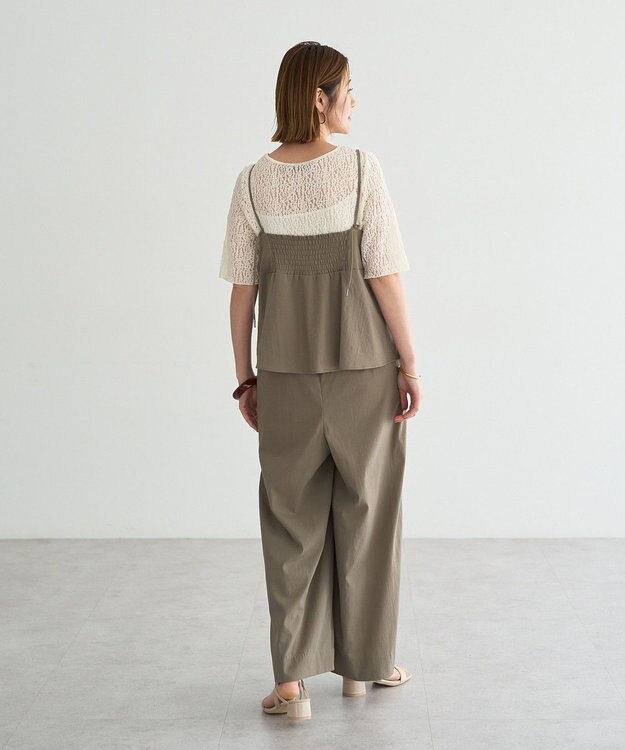 YECCA VECCA ドライタッチペプラムサロペット Dark Beige