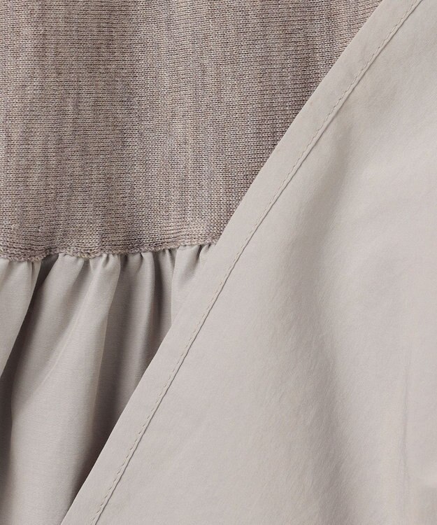 23区 L 【洗える】ギャザープルオーバー コンビ ニット ベージュ系