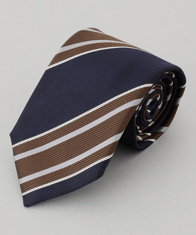 GOTAIRIKU 【日本製】シルク ネクタイ_ストライプ ネイビー系1