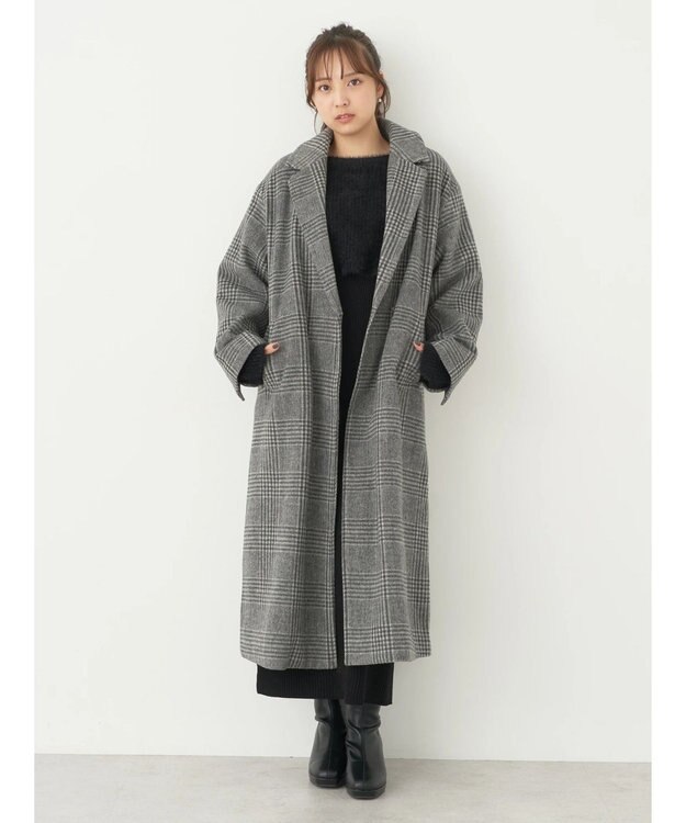 earth music&ecology チェスターコート（チェック） Glen Check