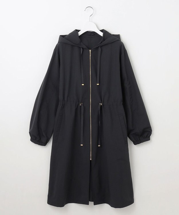 自由区 【撥水加工・UVケア・洗える】ライトグログランフーデッド コート [新色]ブラック