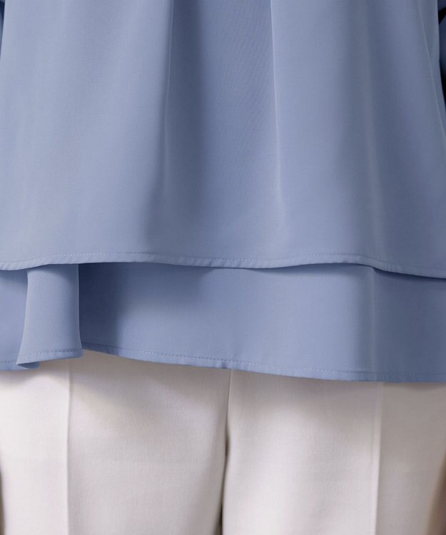 Tiaclasse つまみタック袖レイヤードブラウス ブルー