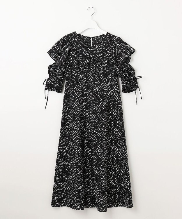 Feroux 【洗える】ショルダーオープンドット ワンピース ブラック系5