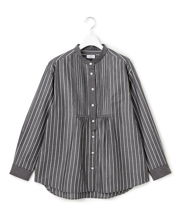 J.PRESS YORK STREET 【WOMEN】コットンタイプライターストライプ ブラウス ブラック系1