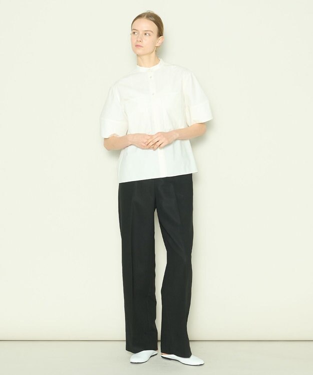 JOSEPH 【洗える】コットンシルク　フルオープンブラウス Ivory