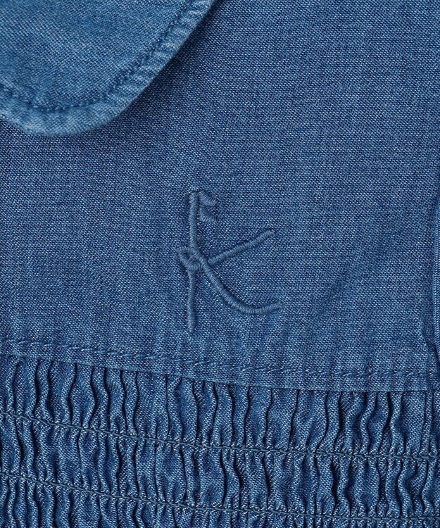 組曲 KIDS 【100㎝】 フラワーボタンデニムワンピース ネイビー