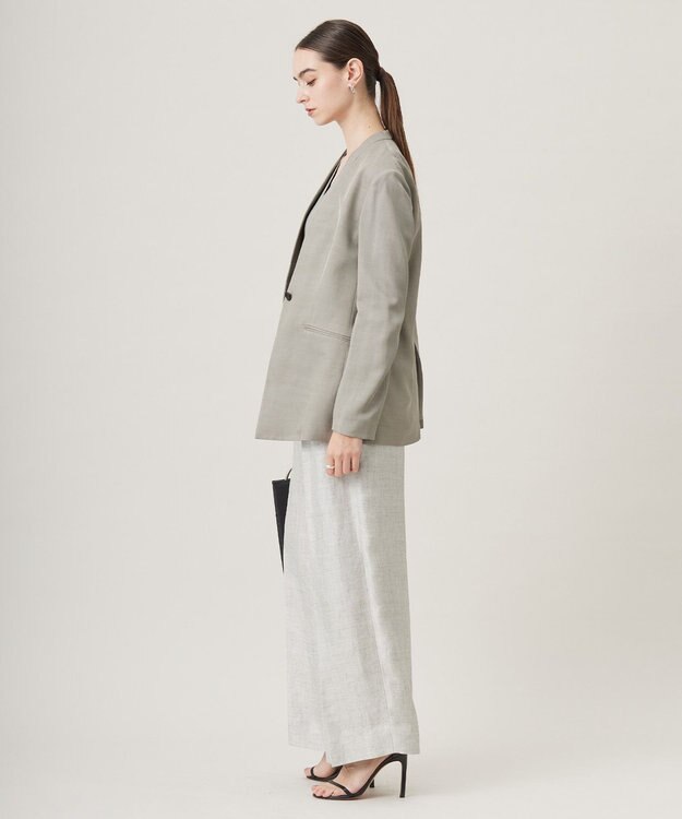 ICB L Vi/Ly/Liツイル  ノーカラージャケット カーキ系