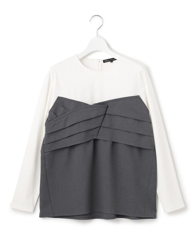 23区 【洗える】ウールライクビスチェコンビ デザイン カットソー グレー系