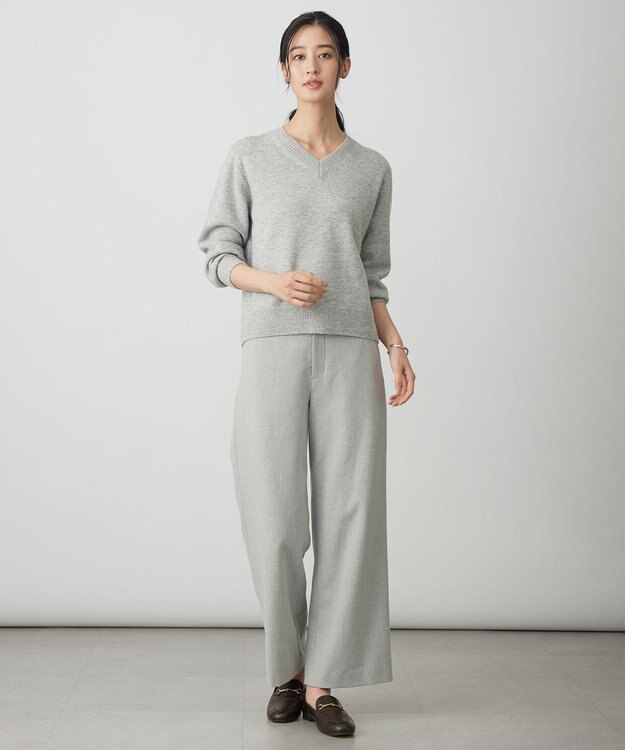 J.PRESS LADIES CASHBIT NEO Vネック ニット ライトグレー系