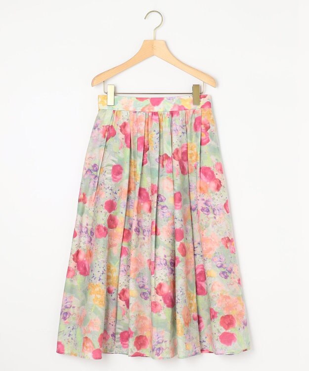 組曲 ピオニーシフォンプリント フレアスカート ピンク系5