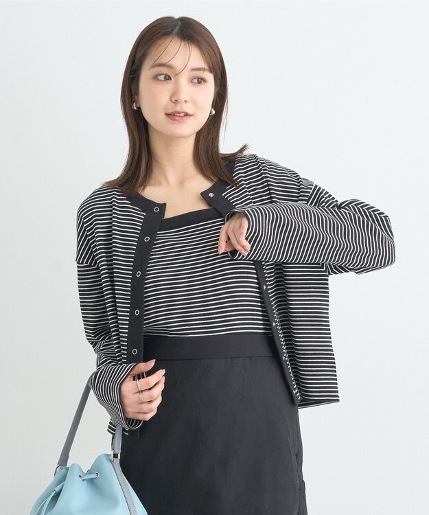 earth music&ecology ＳＥＴ２点リブアンサンブル Border Black