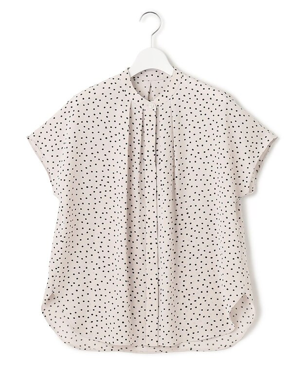 23区 【セットアップ対応/洗える】バックサテンアムンゼン ドットプリント ブラウス ベージュ×ブラックドット