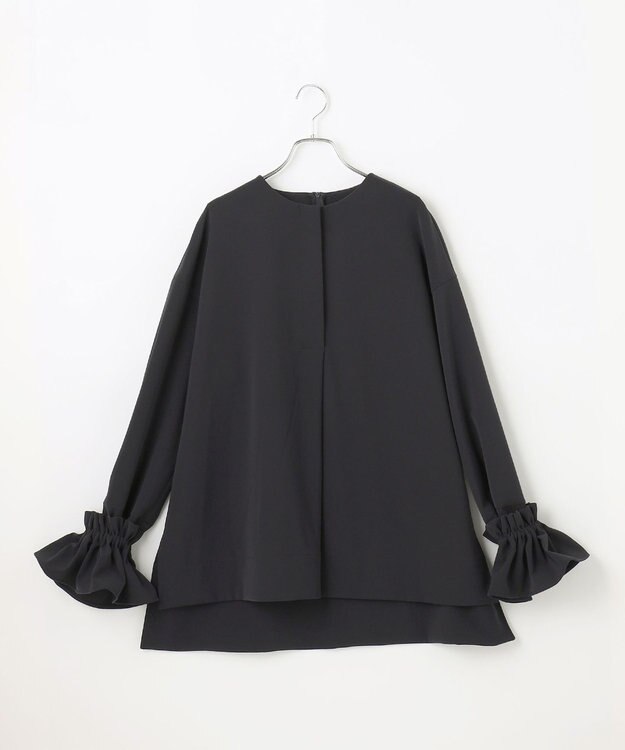 #Newans 【セレモニーにも】＜亀恭子さんコラボ＞下から着られちゃう！シュシュ付き2WAYカフスブラウス ネイビー系