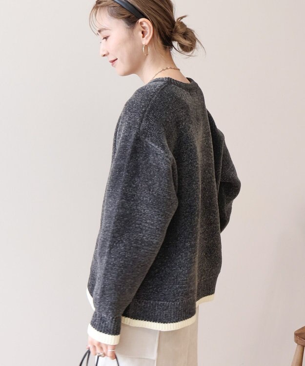 AMERICAN HOLIC バイカラーニットプルオーバー Charcoal Gray