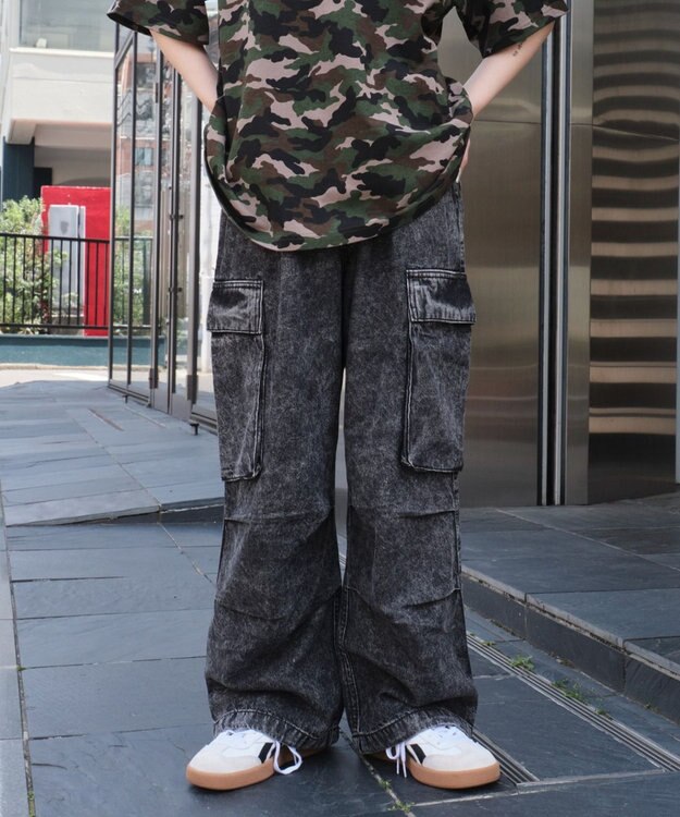 WEGO 【ユニセックス着用ITEM】デニムイージーカーゴパンツ デニムブラックソノタ