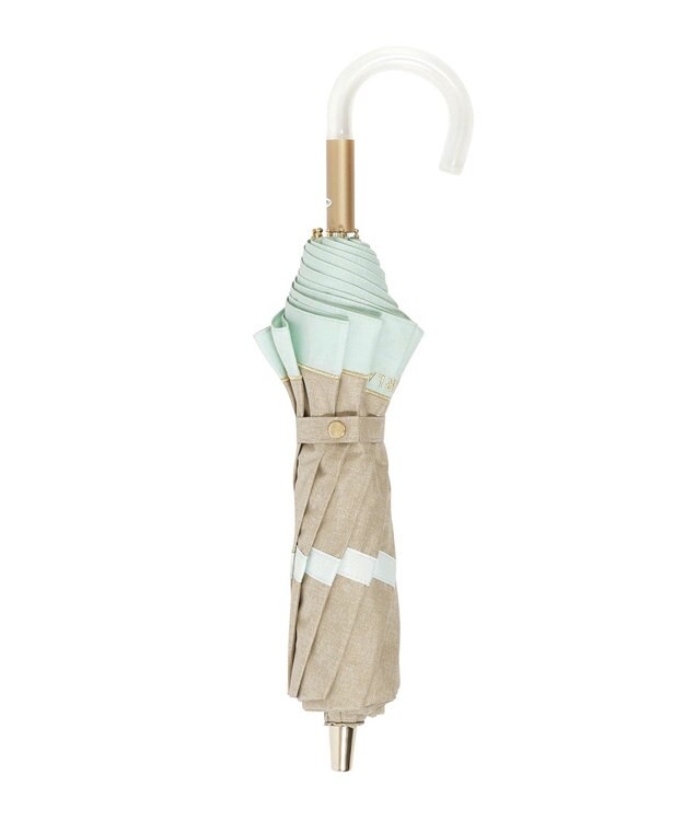 MOONBAT FURLA 晴雨兼用日傘 折りたたみ傘 シャンブレー切継 ／遮光 遮熱 UV ライトグリーン