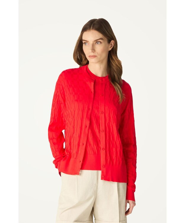 DAKS John Smedley for DAKS ハウスチェックカーディガン レッド