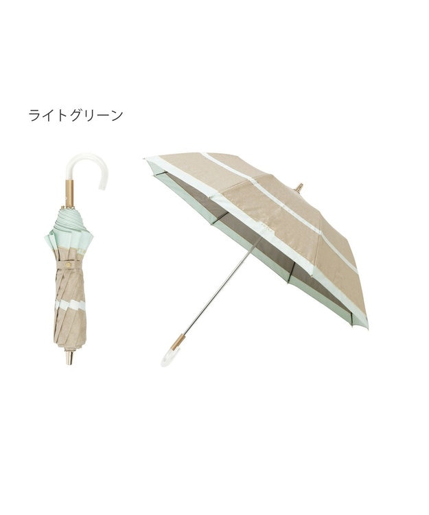 MOONBAT FURLA 晴雨兼用日傘 折りたたみ傘 シャンブレー切継 ／遮光 遮熱 UV ライトグリーン