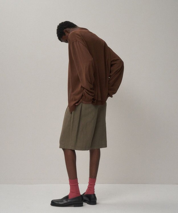 ATON FINE ICE COTTON | Vネックカーディガン - UNISEX CAMEL