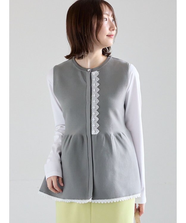 Te chichi レースペプラムベスト グレー