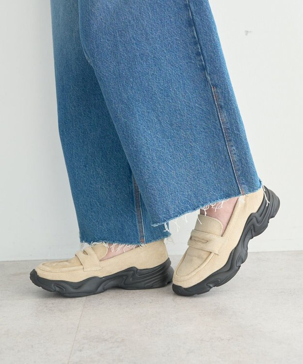 earth music&ecology 【軽量/厚底】スニーカーローファー Beige