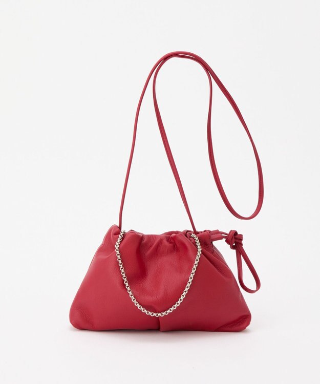 russet レザー巾着ミニショルダーバッグ(CE-1637) Red