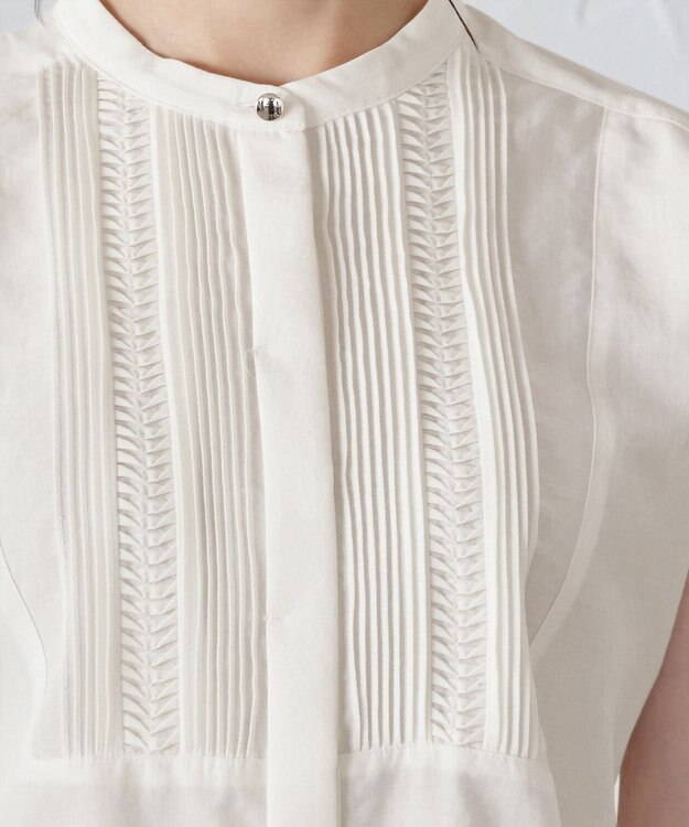 Tiaclasse 【洗える】フレンチスリーブピンタックブラウス オフホワイト