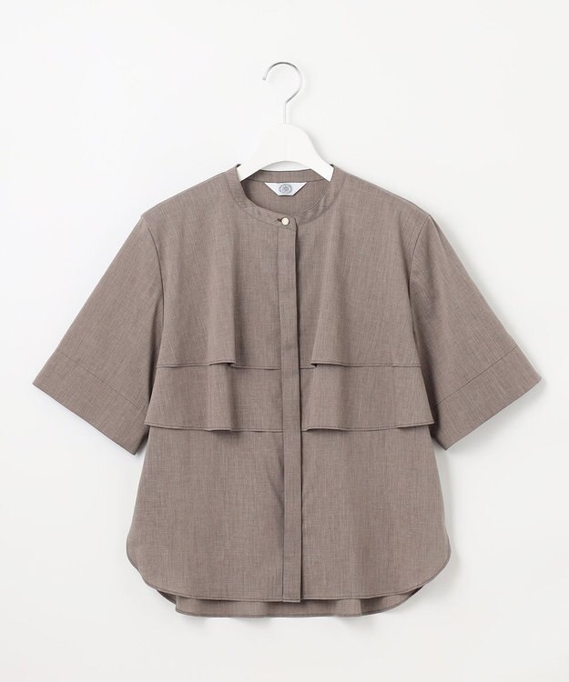 J.PRESS LADIES L 【洗える】ラミーポプリン ティアード ブラウス ブラウン系