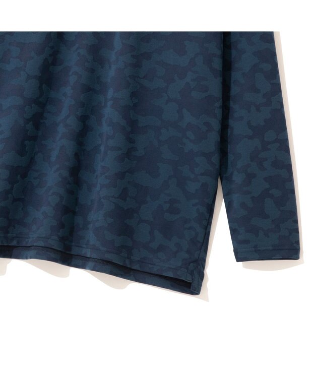 ZERO HALLIBURTON 【吸水速乾・UVカット】 カモフラージュ柄 ジャガード 長袖ポロシャツ ZHG-M5A9a 85126 ネイビー