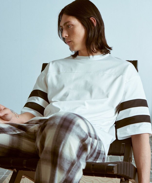 WEGO 【ウエストゴム】オンブレチェックイージーパンツ ホワイトチェック1