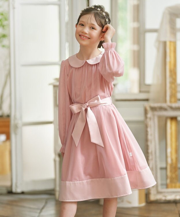 組曲 KIDS 【150-160㎝】チュールフレア ドレス ピンク