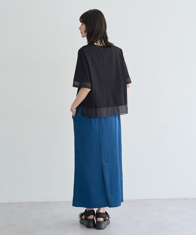 YECCA VECCA シャイニーツイルナロースカート Dark Blue