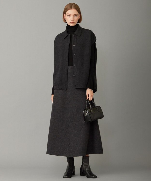 ICB L ミルドウール ニットスカート チャコール系