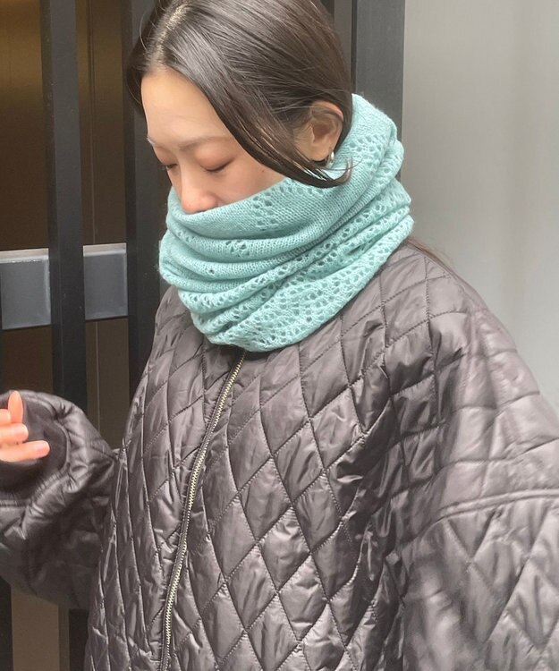 MOONBAT 【カシミヤ100%】2WAYレーシーニットスヌードマフラー ミントグリーン