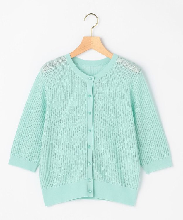 組曲 L 【先行予約・前後着用可】レーシーニット カーディガン ミントブルー系