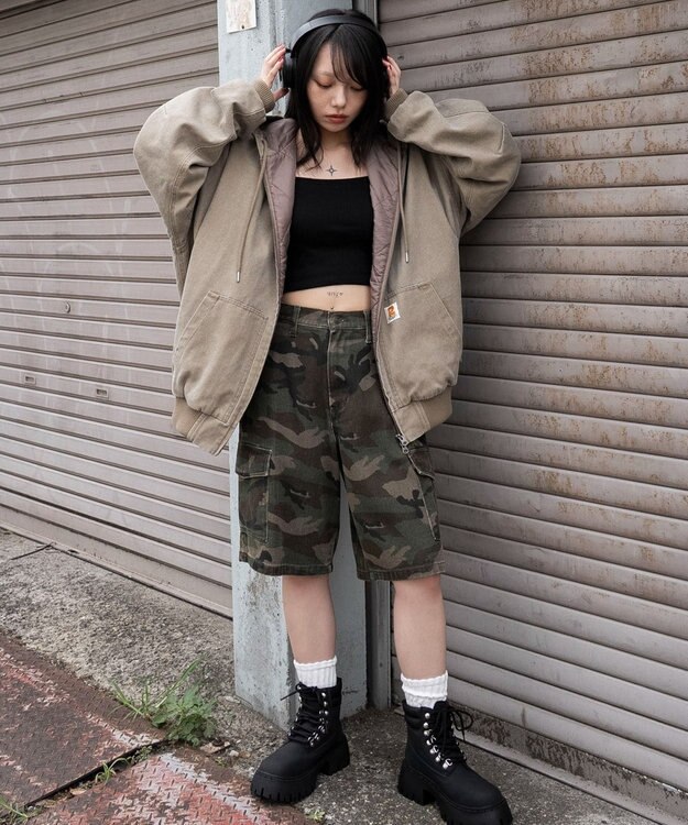 WEGO ワーカーズキルトフードブルゾン ベージュ